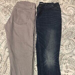 Gray and Dark Blue Jeans